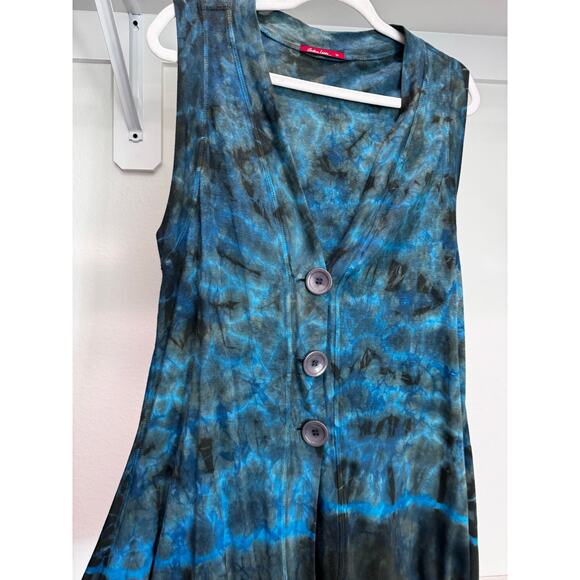 Barbara Lesser Women's Tie Dye Tank Cardigan 3 Button Blouse Size Small - Picture 3 of 7